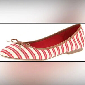 Striped flats red & cream